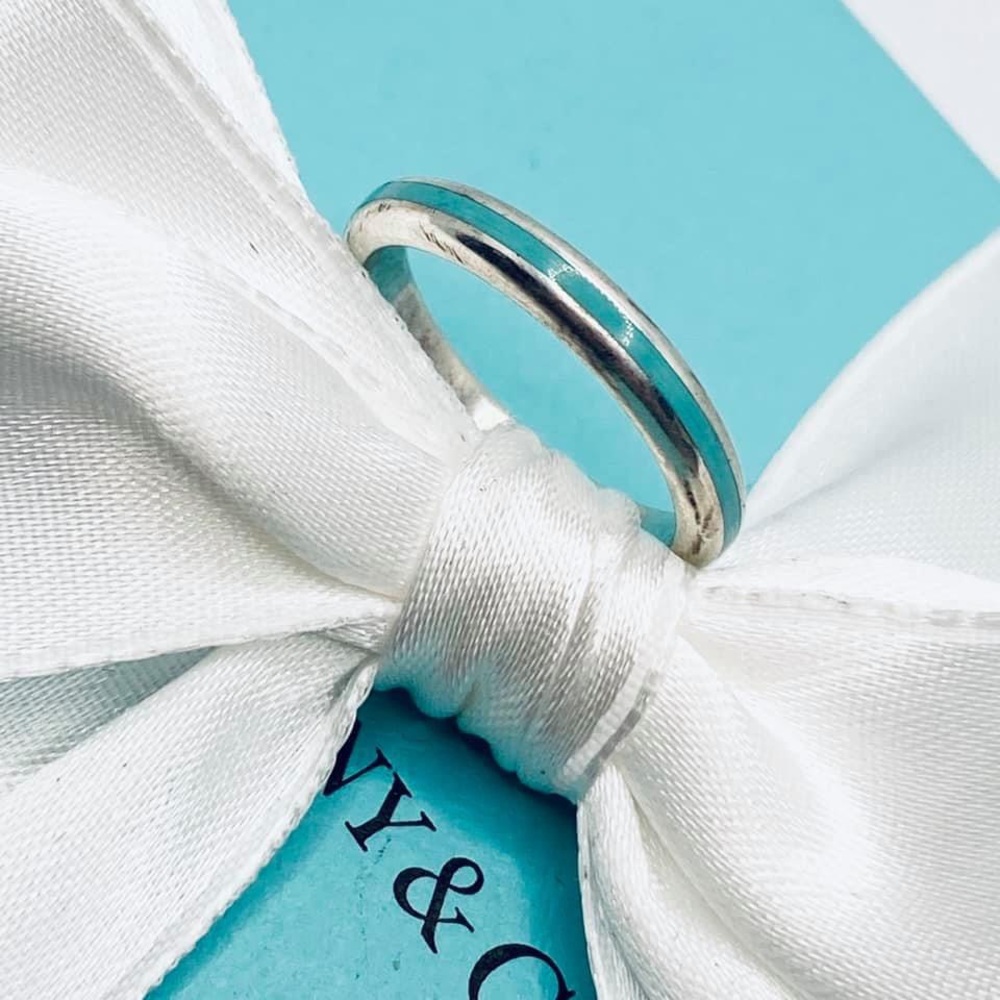 RESERVED - Blue Enamel Tiffany & Co. Ring size 6.5